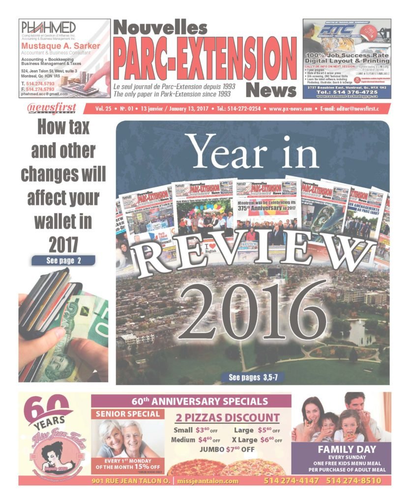 Front page image of the Parc-Extension News Volume 25-1
