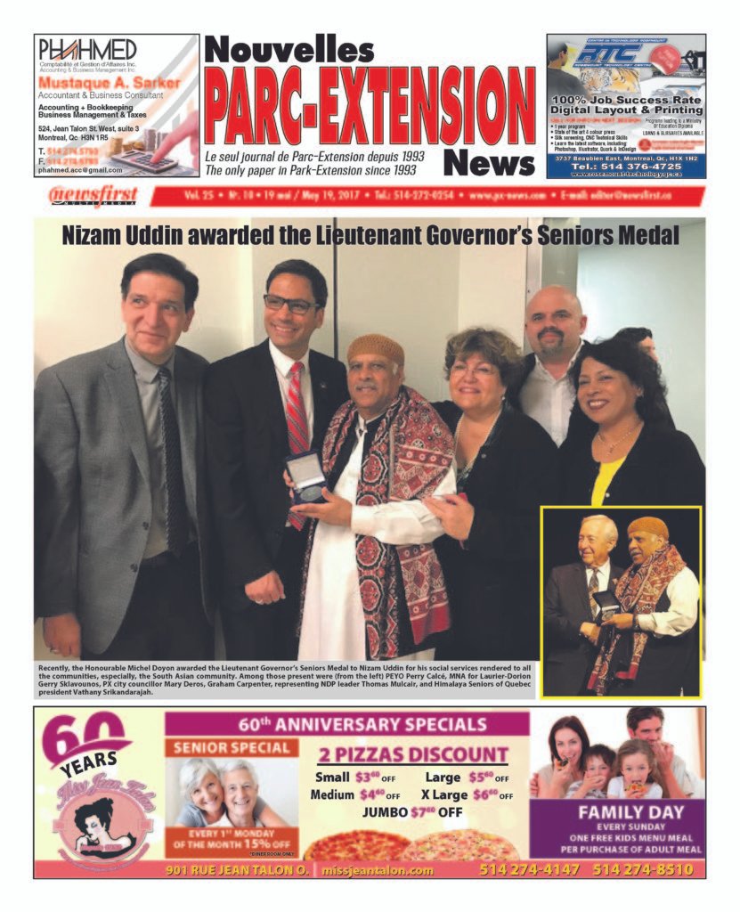 Front page image of the Parc-Extension News Volume 25-10