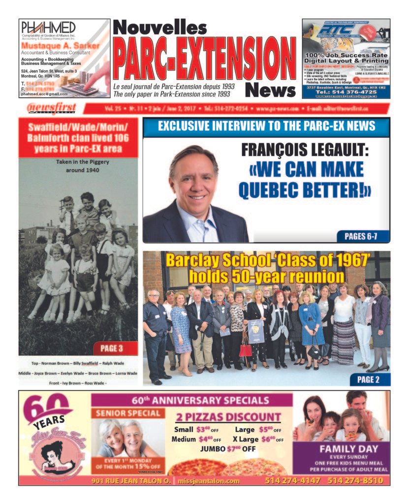 Front page image of the Parc-Extension News Volume 25-11