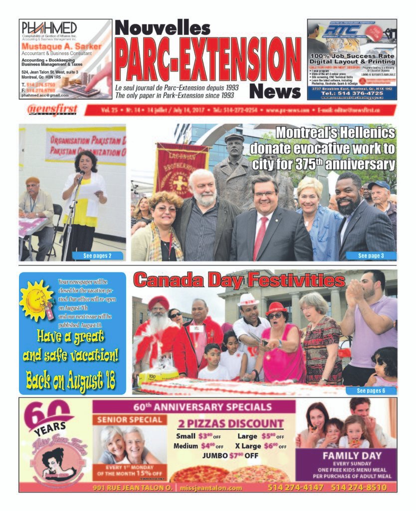 Front page image of the Parc-Extension News Volume 25-14