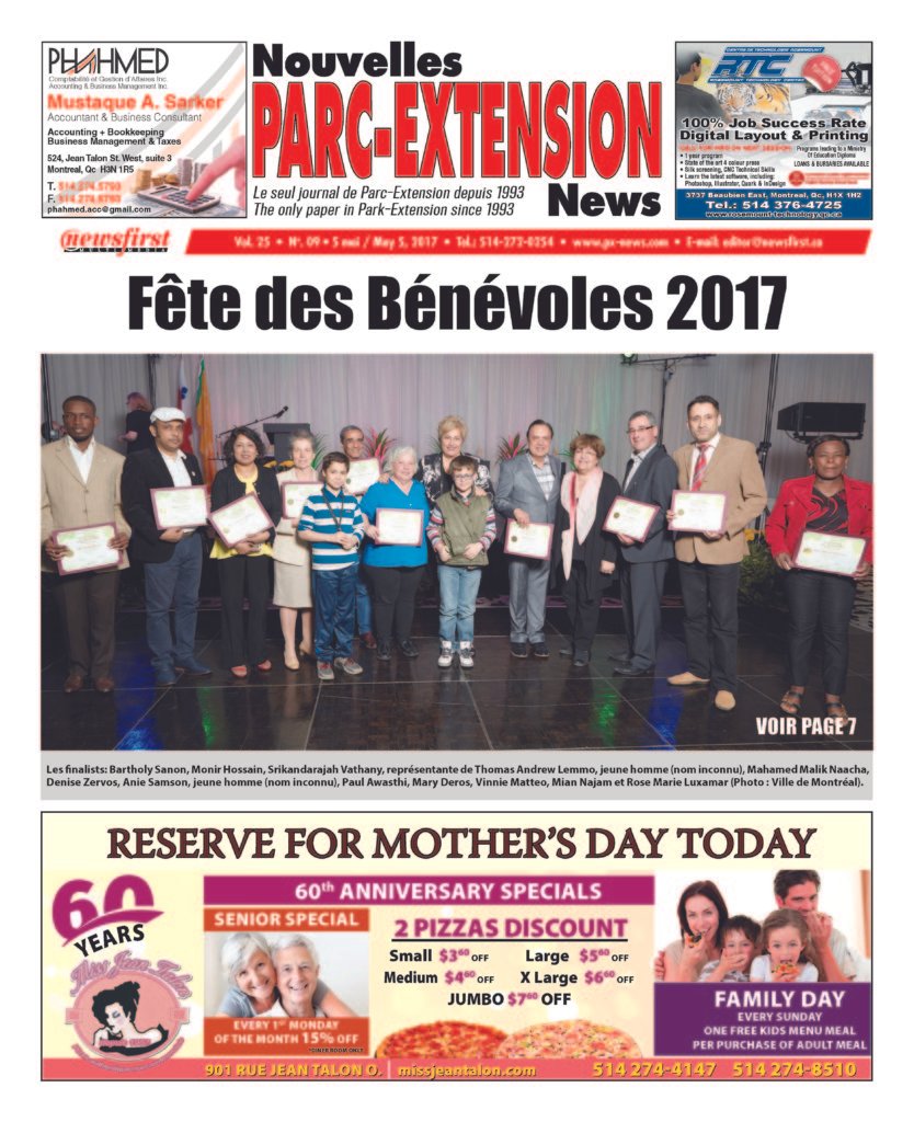 Front page image of the Parc-Extension News Volume 25-9