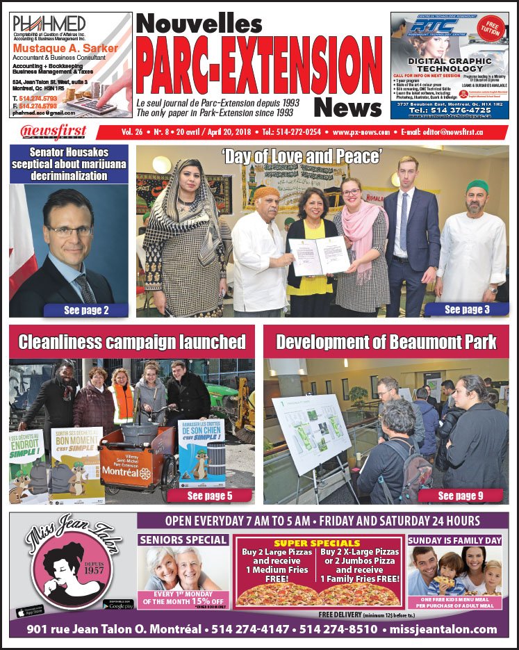 Front Page Image of the Parc Extension News 26-08