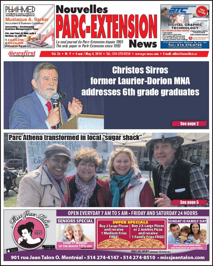 Front Page Image of the Parc Extension News 26-09