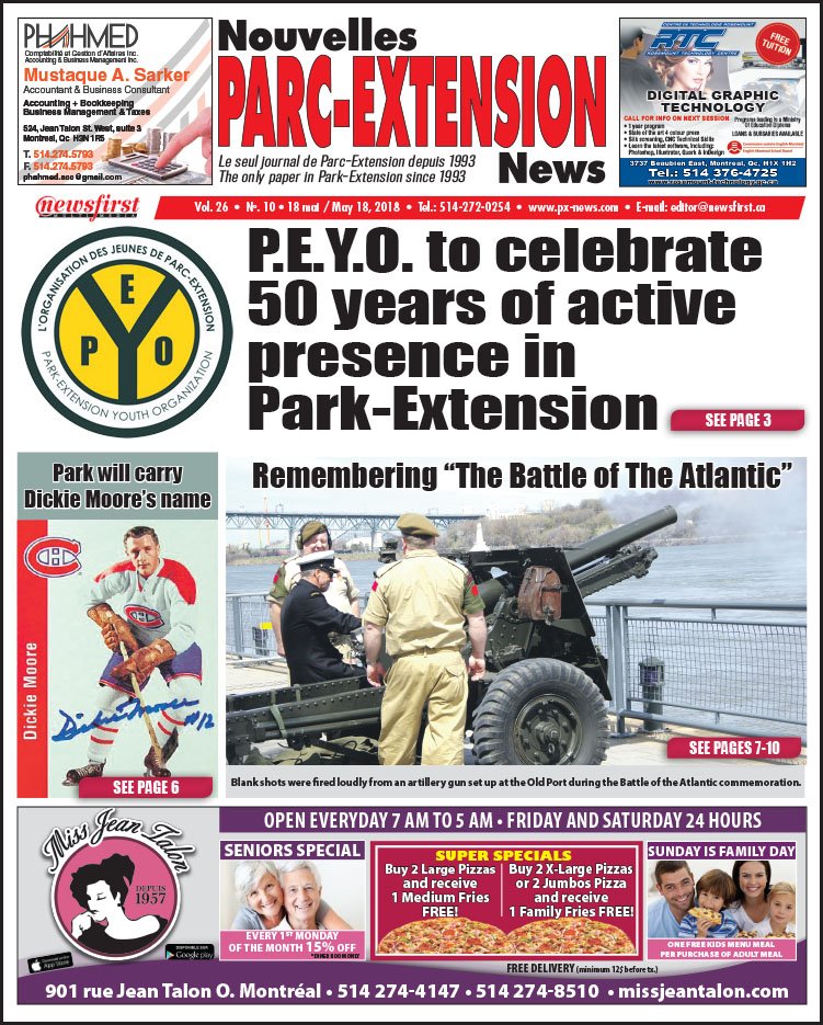 Front Page Image of the Parc Extension News 26-10