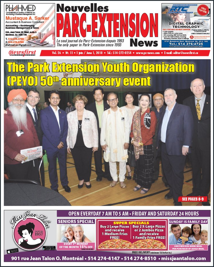 Front Page Image of the Parc Extension News 26-11