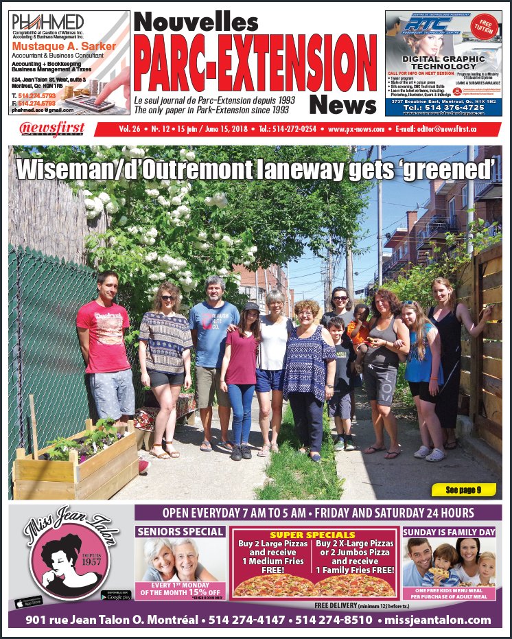 Front Page Image of the Parc Extension News 26-12