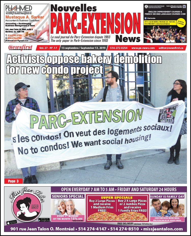 Front Page Image of the Parc Extension News 27-17