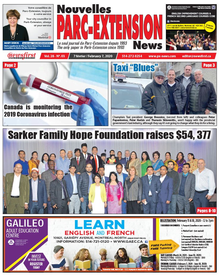 Front Page of the Parc Extension News 28-03