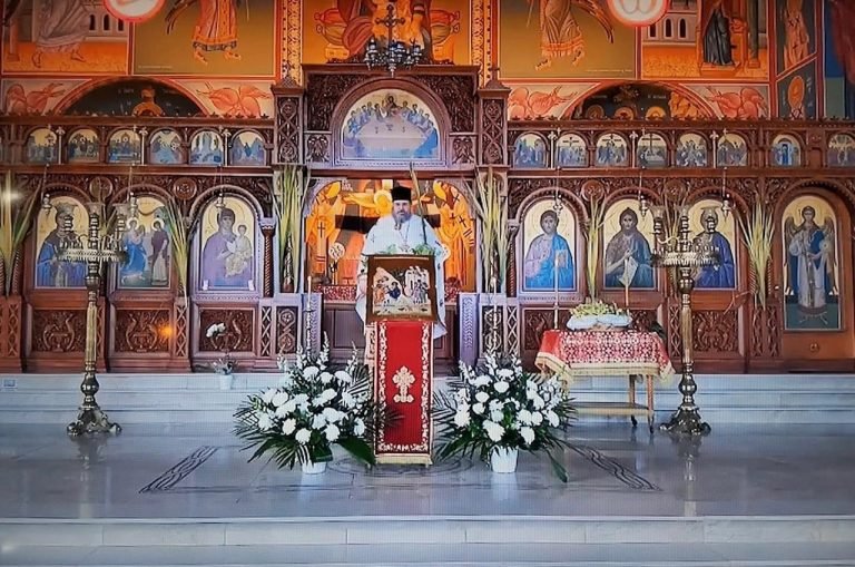 Priest delivering a service during Holy Week.