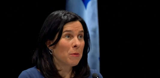 Montreal mayor Valerie Plante speaking at a press briefing on the coronavirus (COVID-19) pandemic emergency on May 14. Photo: Screenshots / CBC