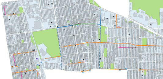 Map of Villeray-Saint-Michel-Park-Extension borough showing streets which will be targeted this summer (partial).