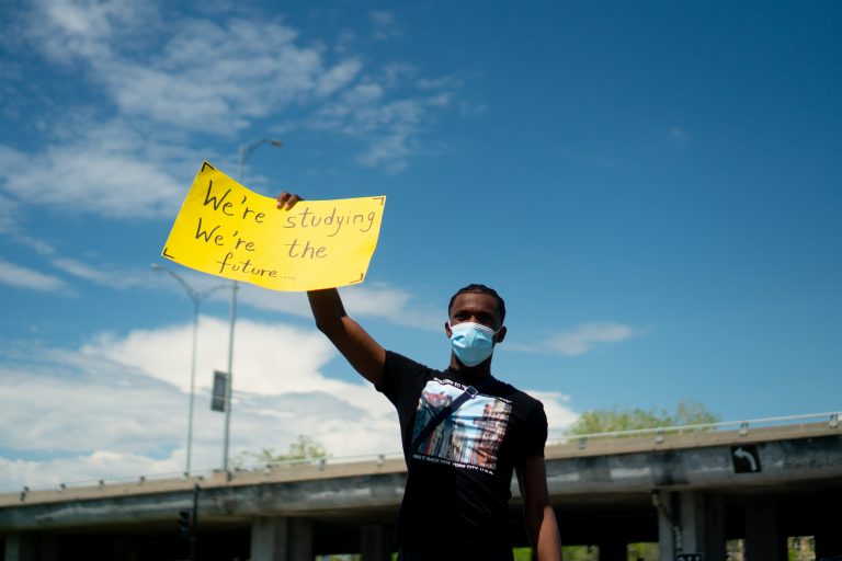 Protesters fill the streets of Villeray