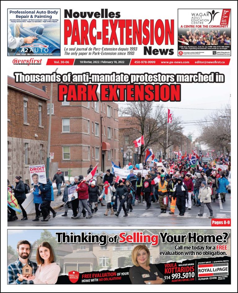 Parc-Extension News front page image.