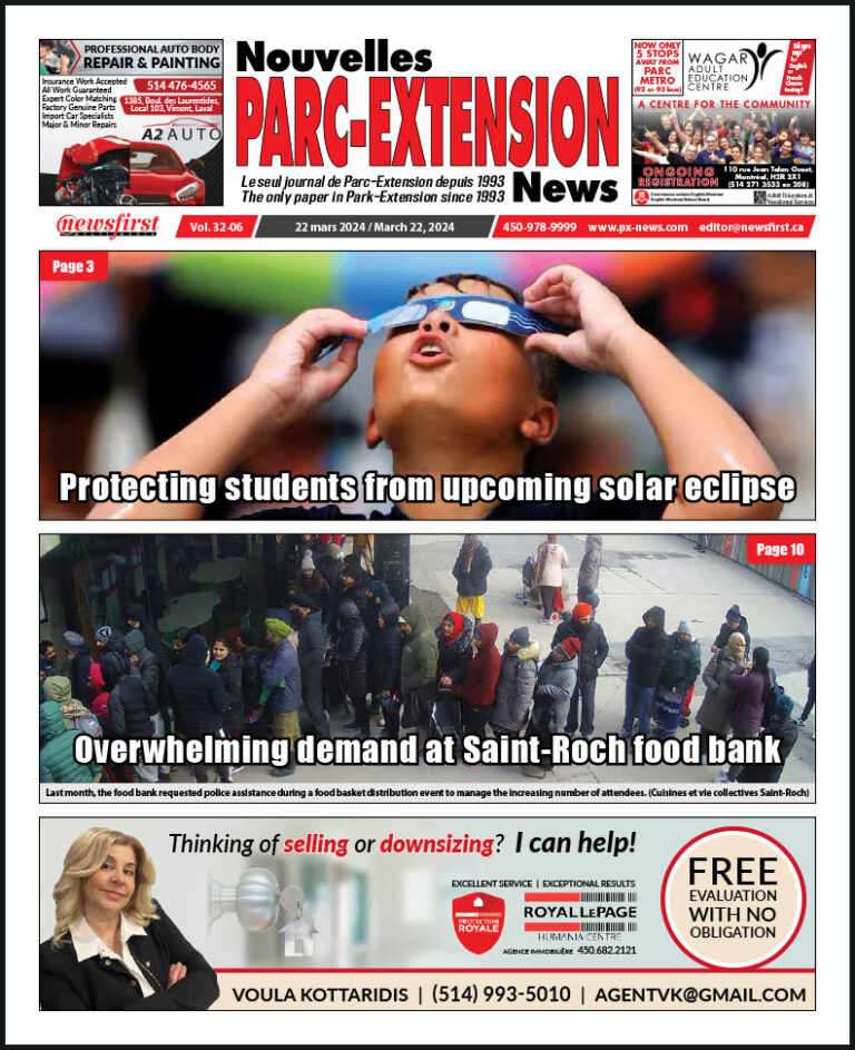 Parc-Extension News front page image.