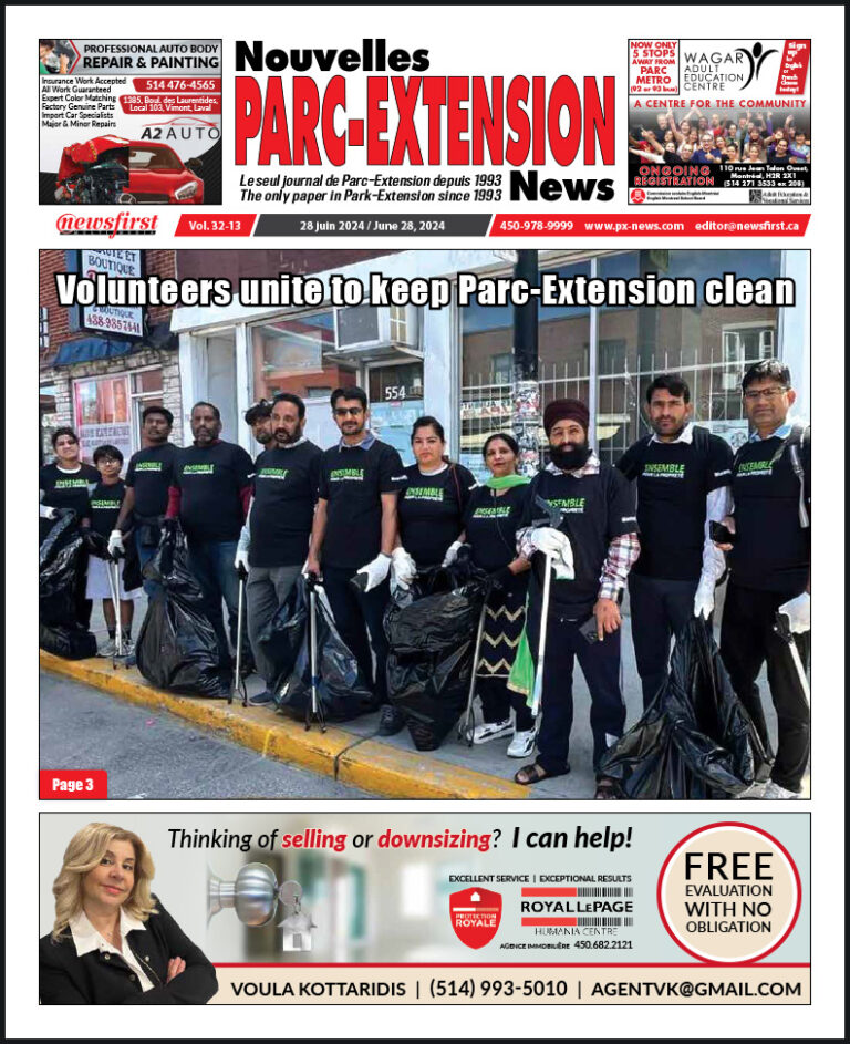 Parc-Extension News front page image.