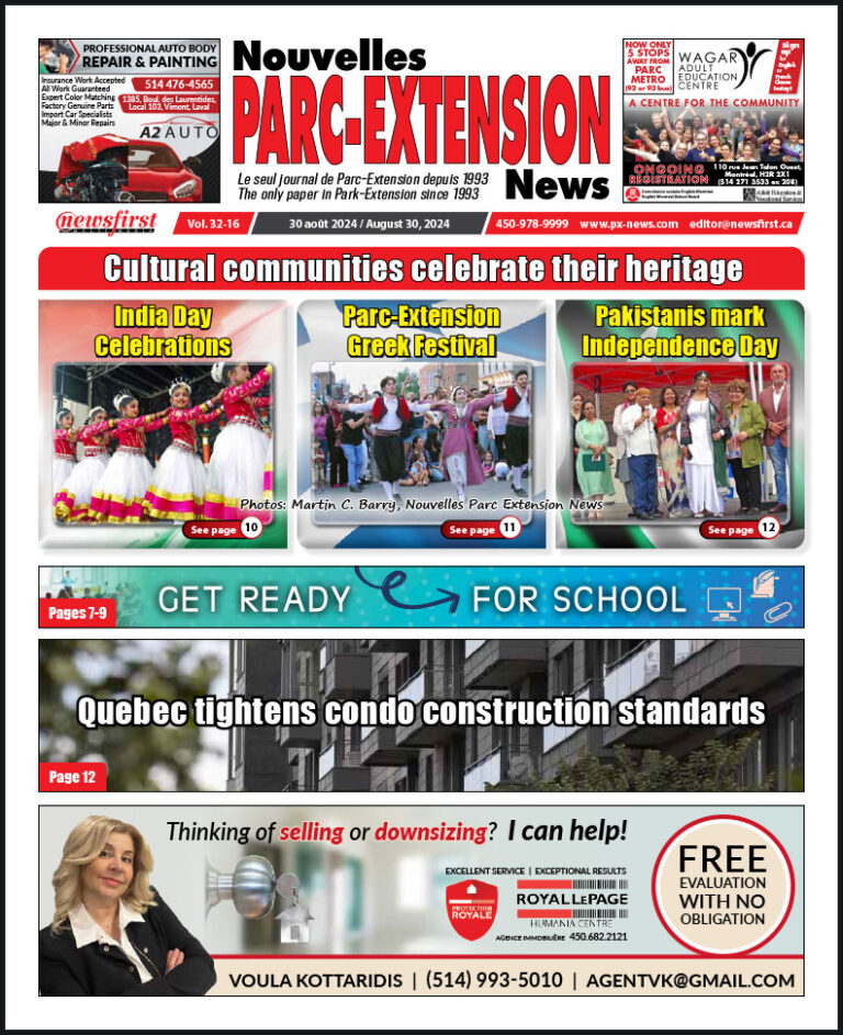 Parc-Extension News front page image.