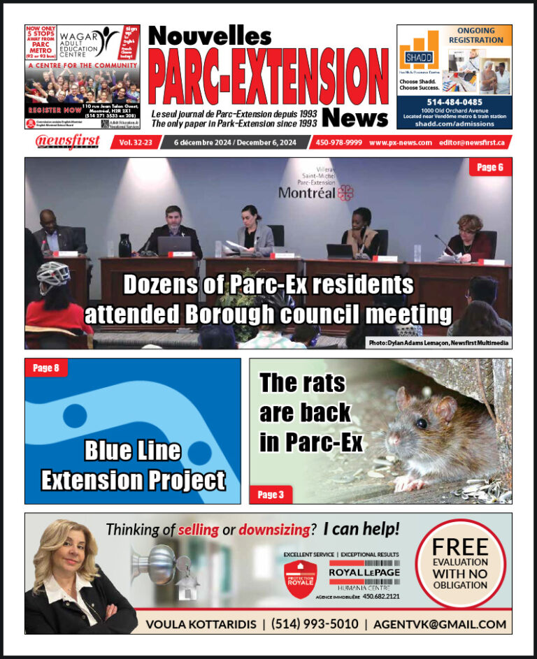 Parc-Extension News front page image.