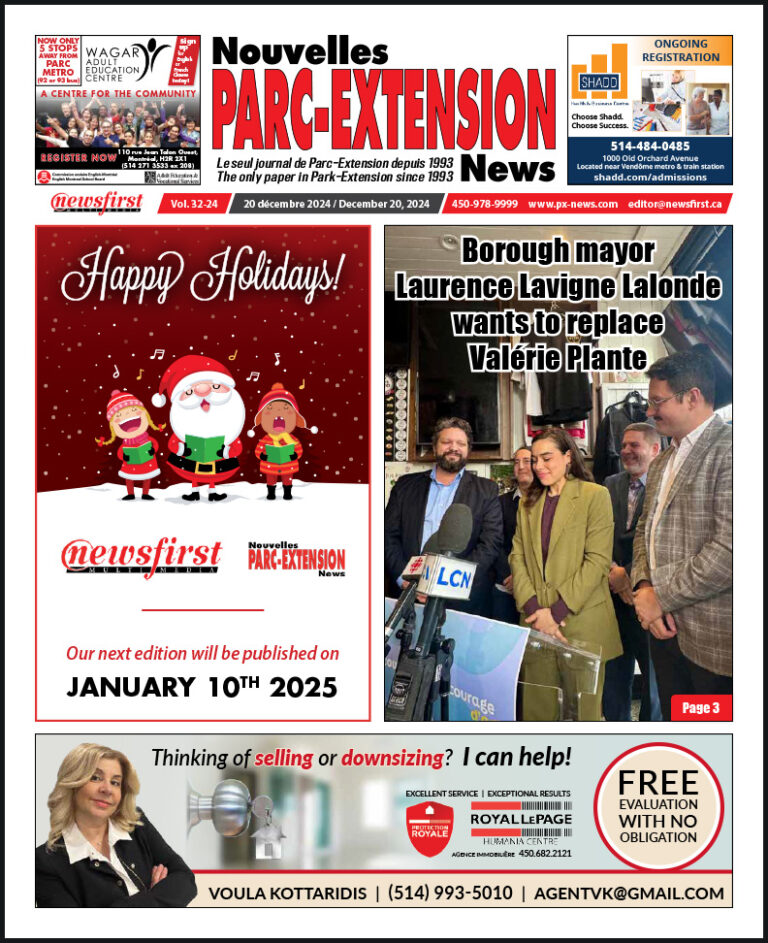 Parc-Extension News front page image.