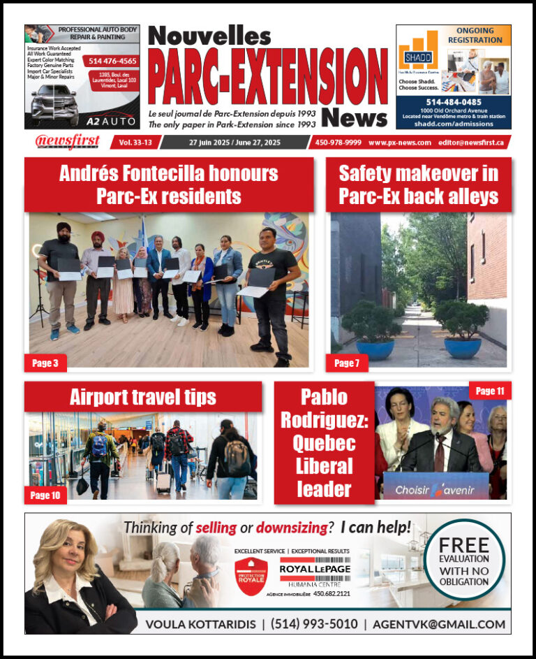 Parc-Extension News front page image.