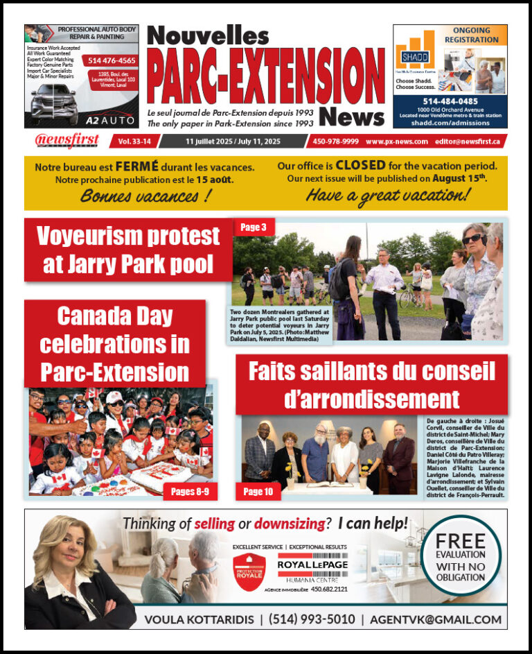 Parc-Extension News front page image.