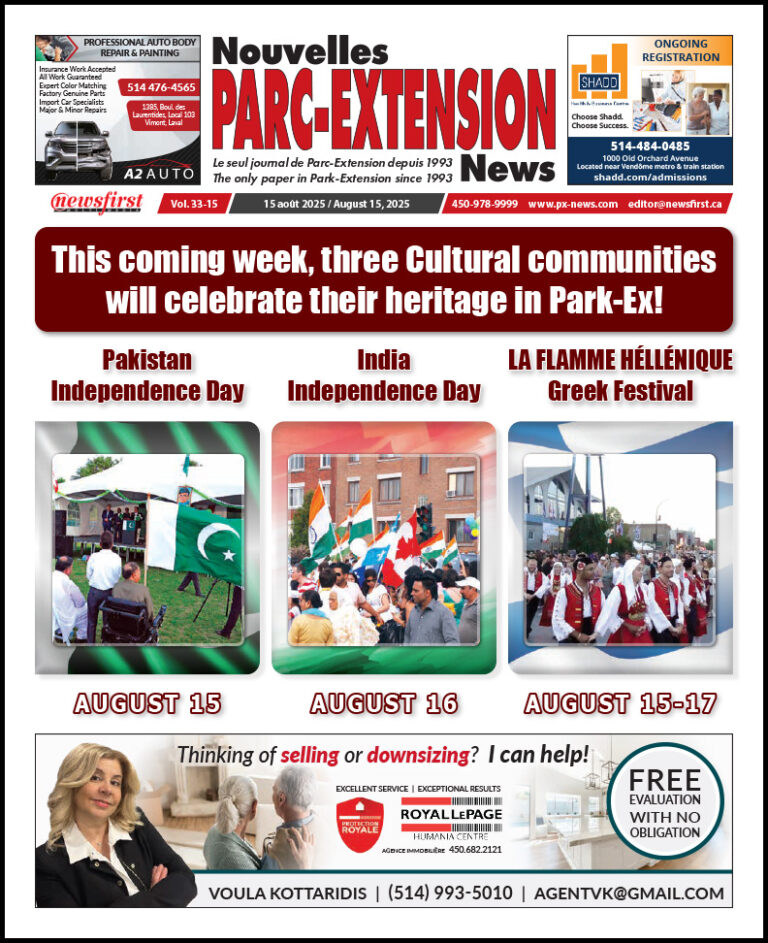Parc-Extension News front page image.