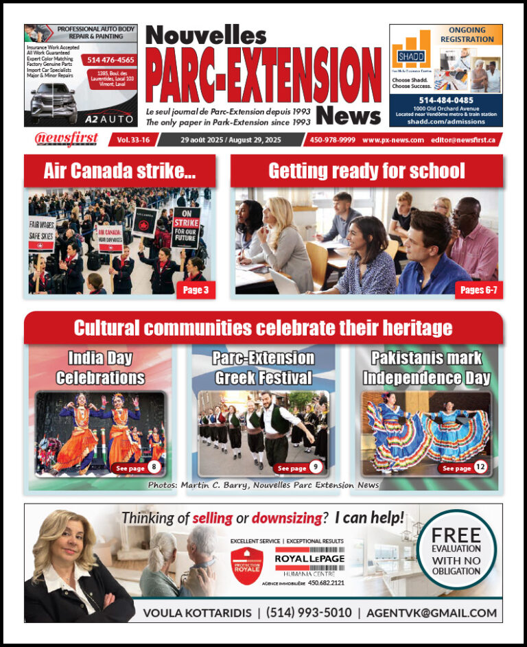 Parc-Extension News front page image.
