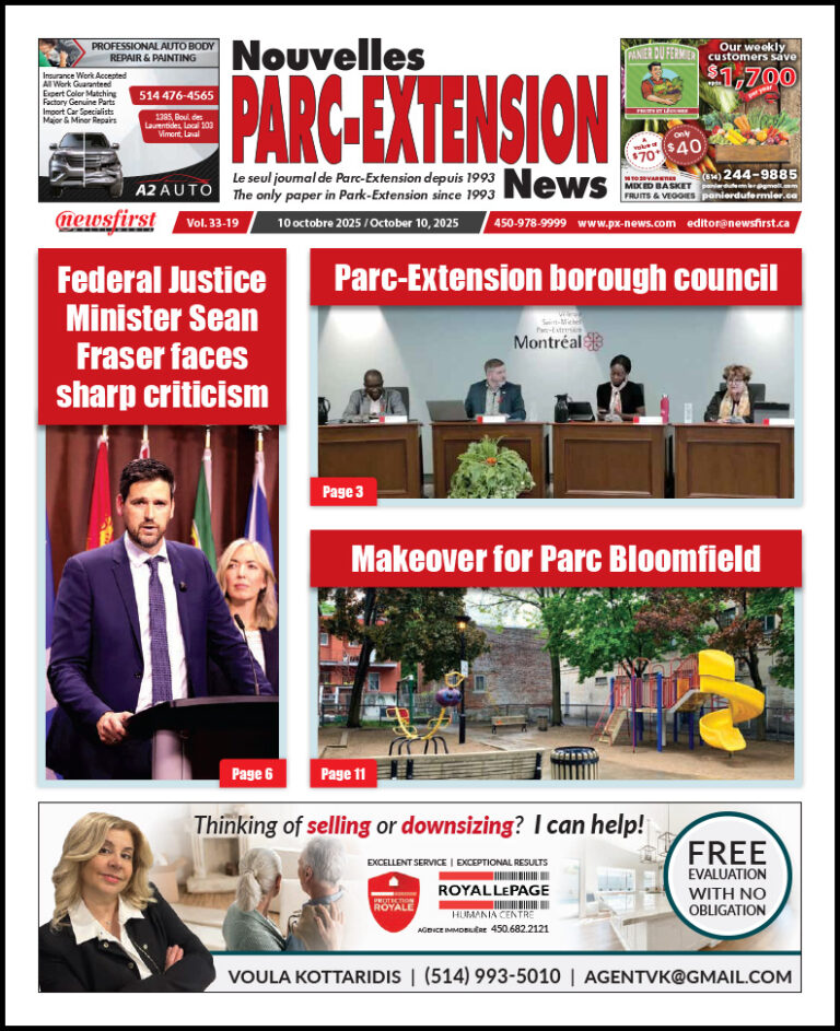 Parc-Extension News front page image.