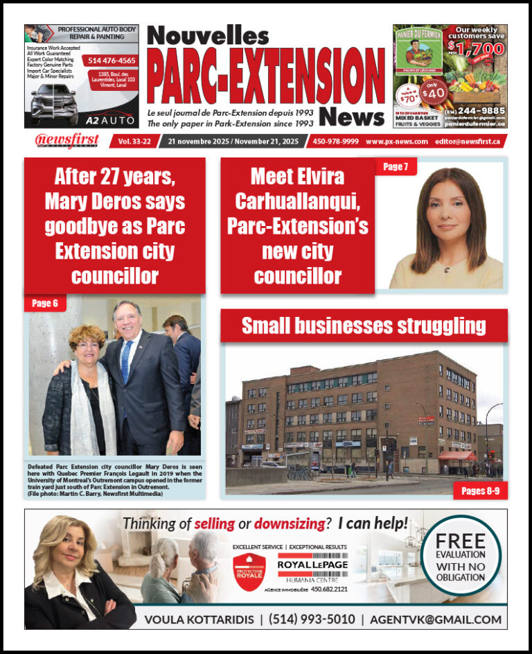 Parc-Extension News front page image.