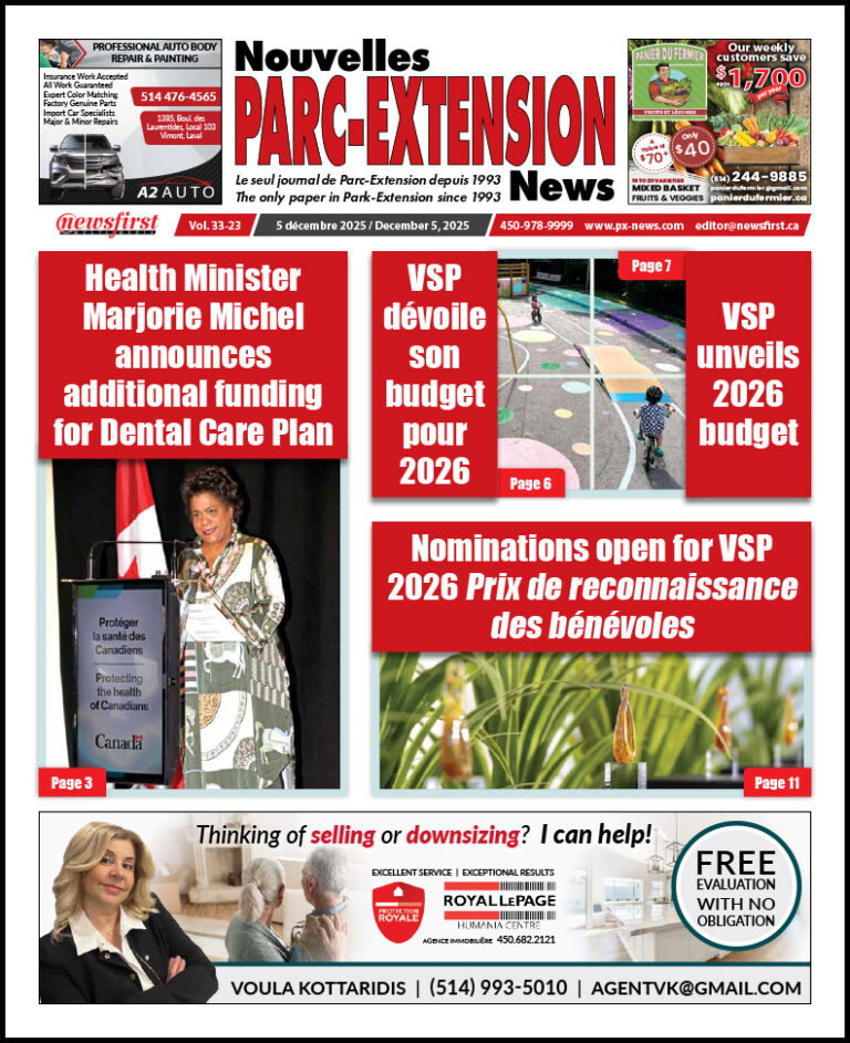 Parc-Extension News front page image.