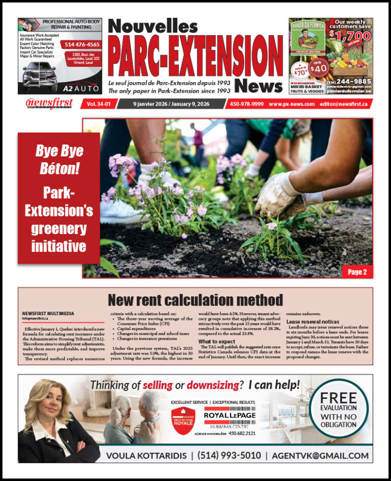 Parc-Extension News front page image.