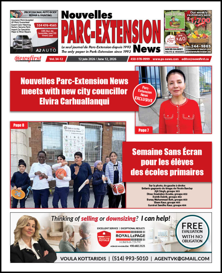 Parc-Extension News front page image.