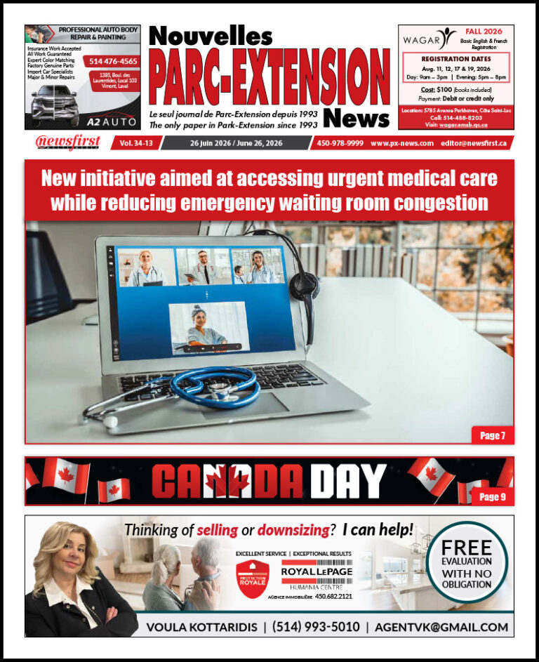 Parc-Extension News front page image.