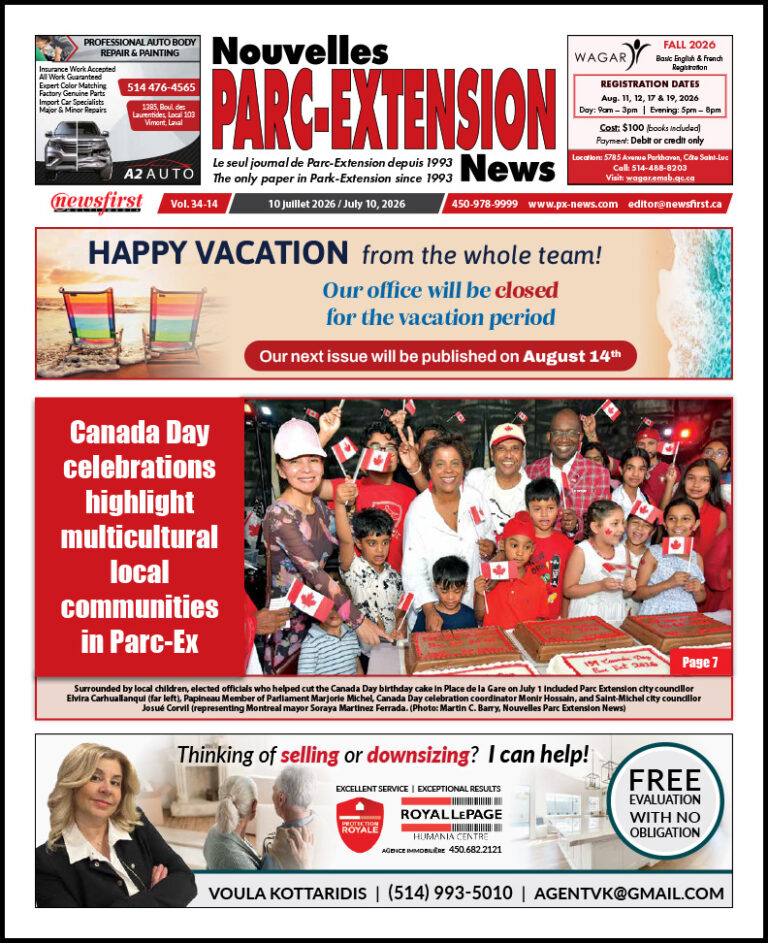 Parc-Extension News front page image.